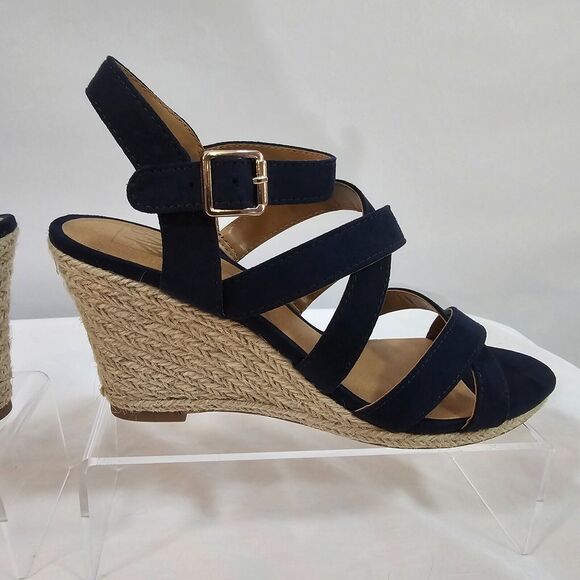 Dulce Vita Sandals Women's 8 dV8 Wedge 3" Heel Open Toe Buckle Black & Tan - Picture 8 of 13